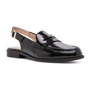 madden girl Size 9 Peniey Black Box Women's Sling-Back Penny Loafers